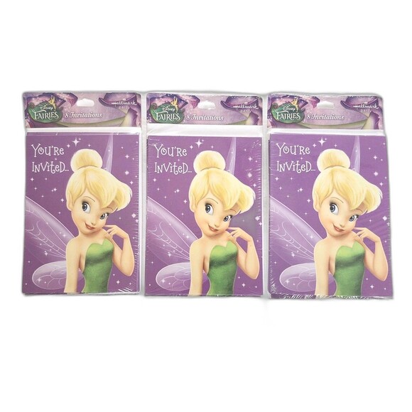 Hallmark Other - 3 Packs (24 Total) Vtg Tinkerbell Hallmark Party Invitations Disney Fairies